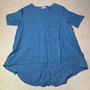 Bryn Walker Blue Light Linen Dress Size M D3